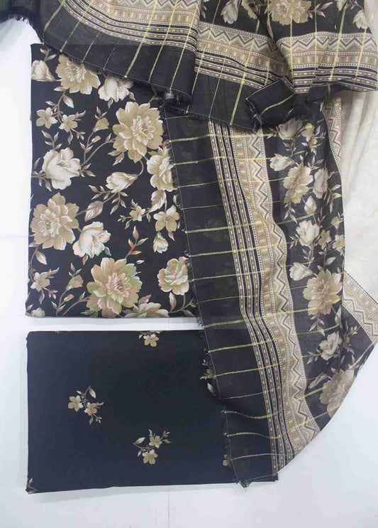 DP-0433 - 3 Piece Cotton Printed UnStitched Suit