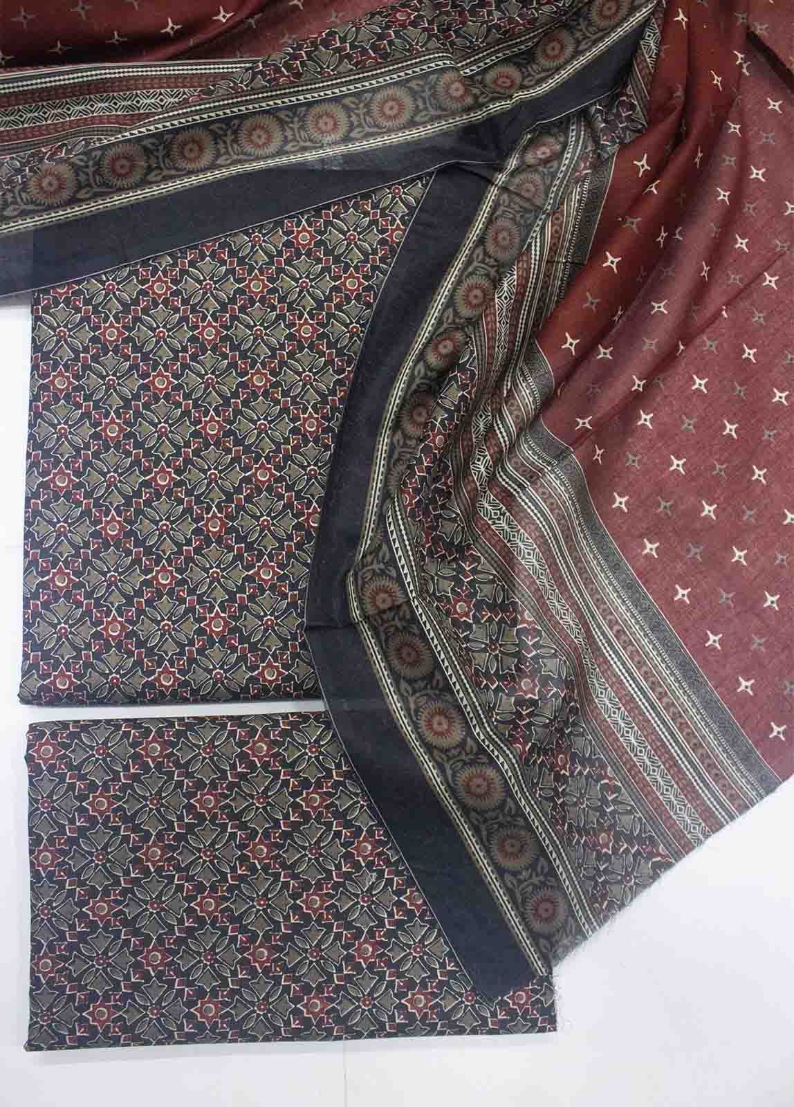 DP-0434- 3 Piece Cotton Printed UnStitched Suit
