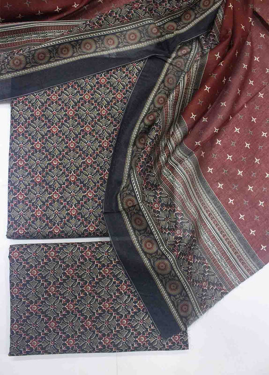 DP-0434- 3 Piece Cotton Printed UnStitched Suit