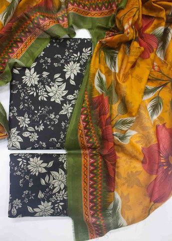 Bin Saeed Fabric - DP-0438- 3 Piece Cotton Printed UnStitched Suit