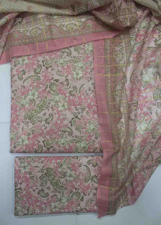 DP-0439- 3 Piece Cotton Printed UnStitched Suit