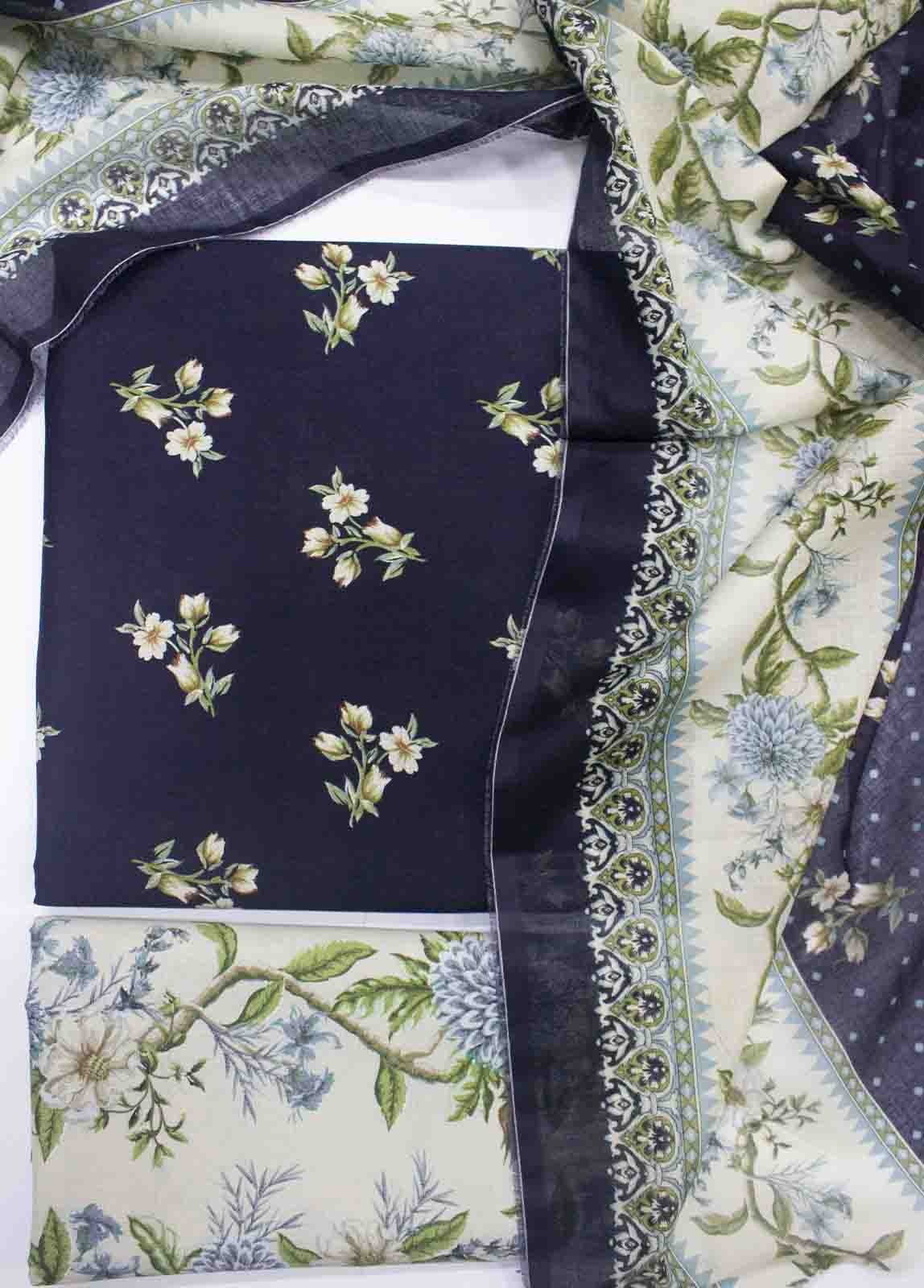 Bin Saeed Fabric - DP-046- 3 Piece Lawn Printed UnStitched Suit