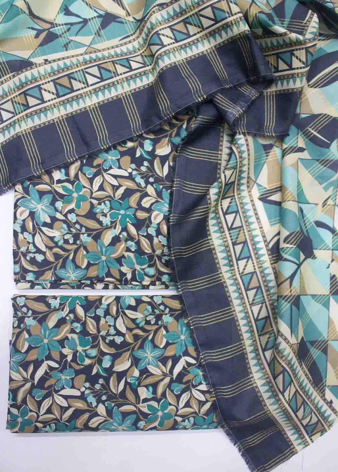 Bin Saeed Fabric - DP-047- 3 Piece Cotton Printed UnStitched Suit