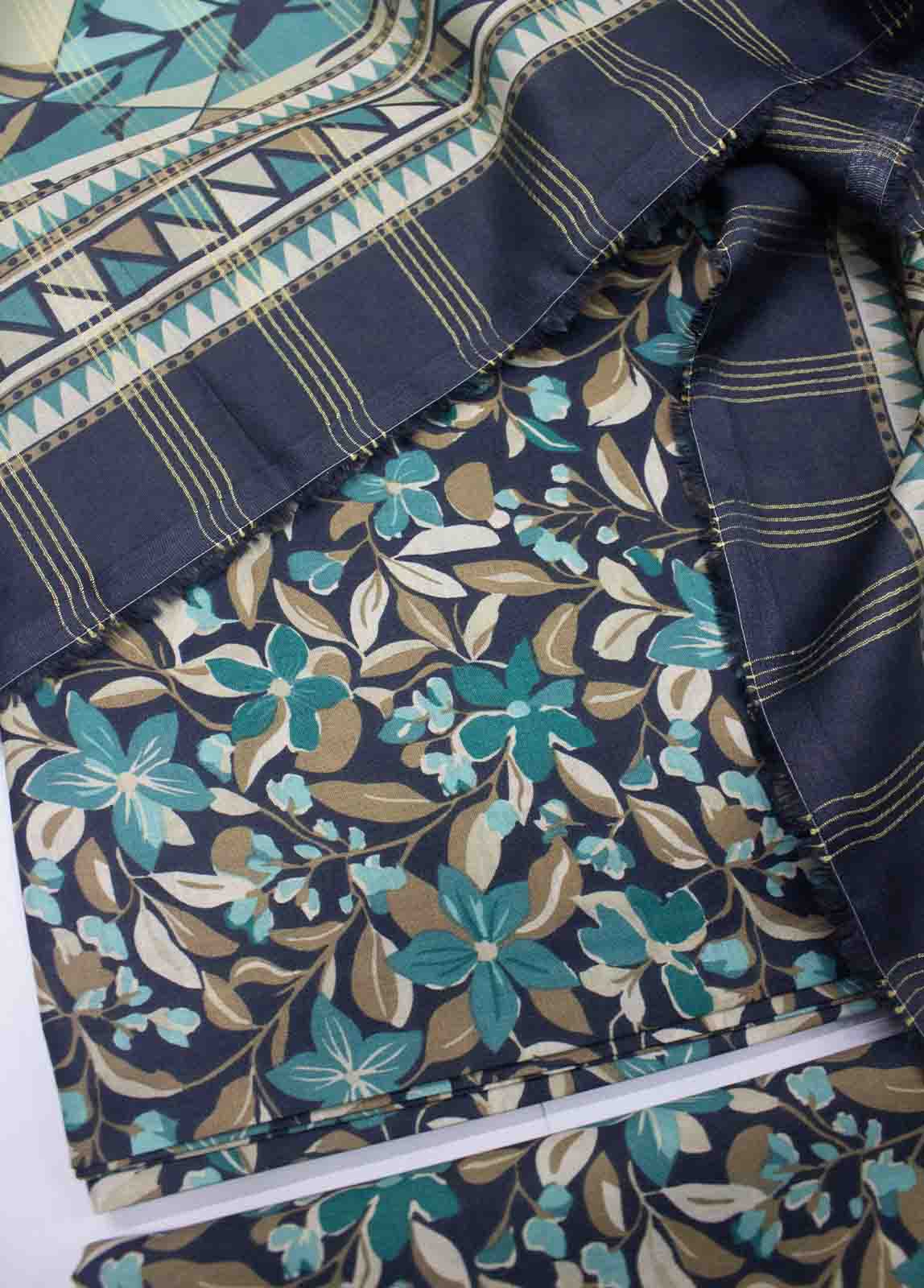 Bin Saeed Fabric - DP-047- 3 Piece Cotton Printed UnStitched Suit