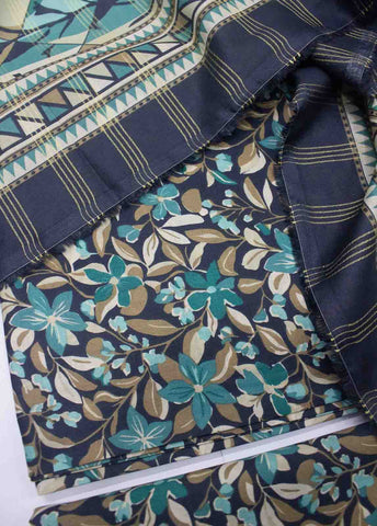 Bin Saeed Fabric - DP-047- 3 Piece Cotton Printed UnStitched Suit