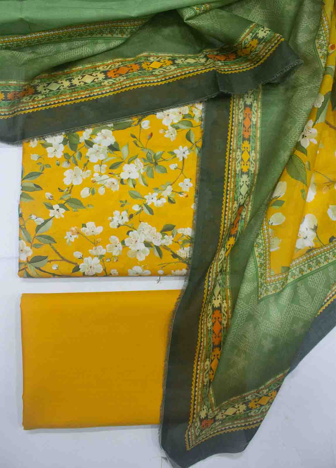 Bin Saeed Fabric - DP-0632- 3 Piece Cotton Printed UnStitched Suit