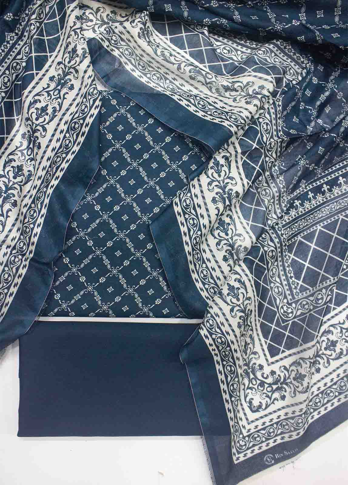 Bin Saeed Fabric - DP-0659- 3 Piece Cotton Printed UnStitched Suit
