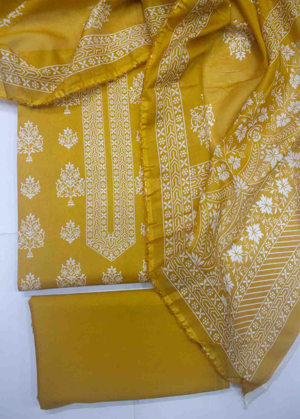 Bin Saeed Fabric - DP-0668- 3 Piece Cotton Printed UnStitched Suit