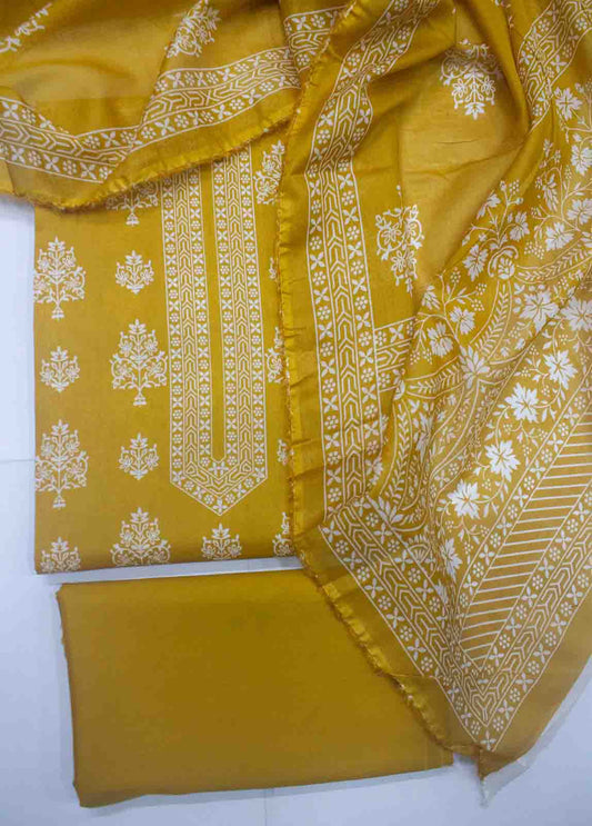 DP-0668- 3 Piece Cotton Printed UnStitched Suit