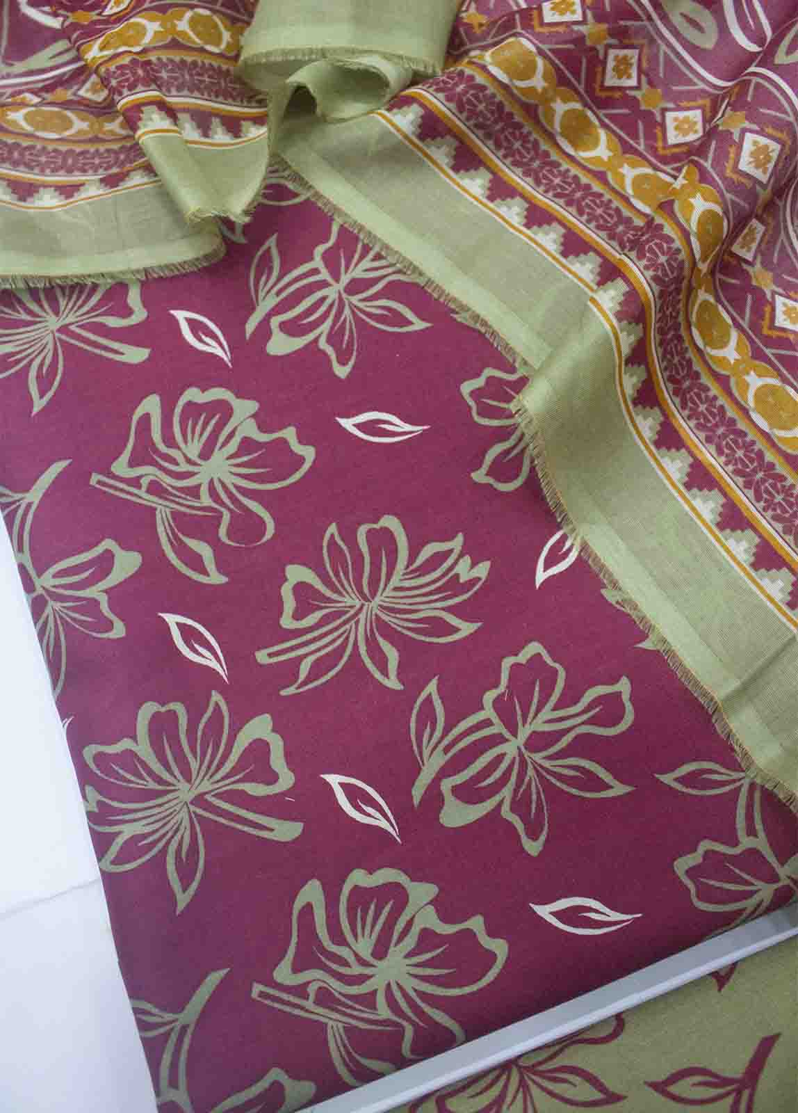 DP-0671- 3 Piece Cotton Printed UnStitched Suit