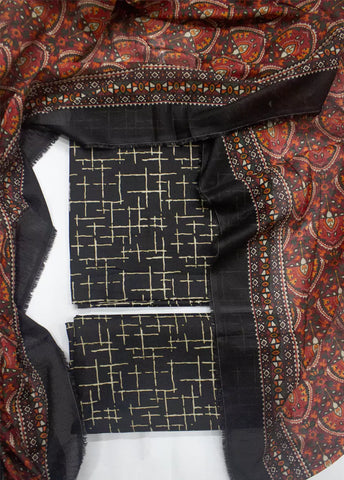 3 Piece Printed Black Color Lawn Unstitched Suit