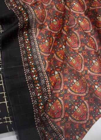 3 Piece Printed Black Color Lawn Unstitched Suit