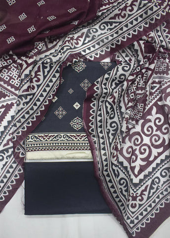 3 Piece Printed Black Color Lawn Unstitched Suit