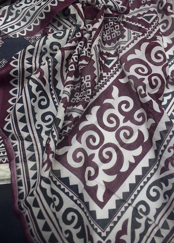 3 Piece Printed Black Color Lawn Unstitched Suit