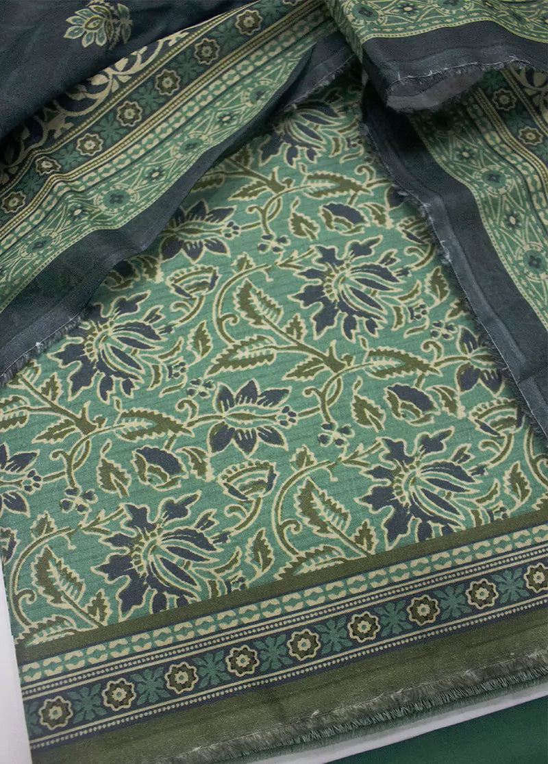 3 Piece Printed Green Color Lawn Unstitched Suit