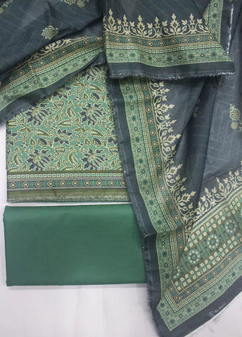 3 Piece Printed Green Color Lawn Unstitched Suit