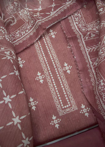3 Piece Printed Peach Color Lawn Unstitched Suit