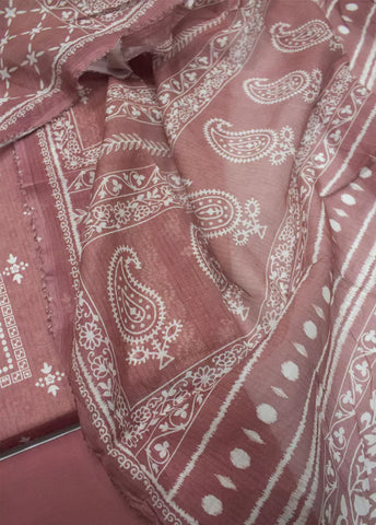 3 Piece Printed Peach Color Lawn Unstitched Suit