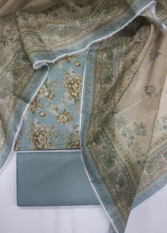 3 Piece Printed Pastel Blue Color Lawn Unstitched Suit