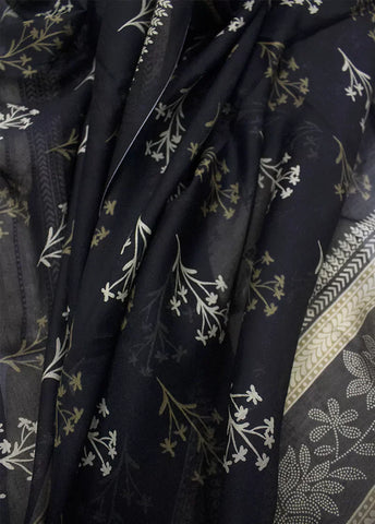 3 Piece Printed Beige & Black Color Lawn Unstitched Suit