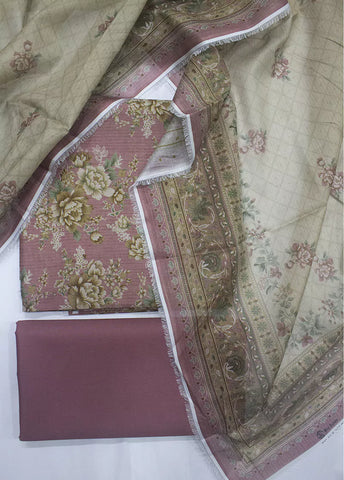 3 Piece Printed Tea Pink Color Lawn Unstitched Suit