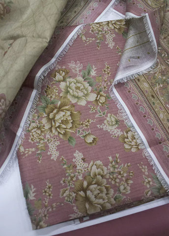3 Piece Printed Tea Pink Color Lawn Unstitched Suit