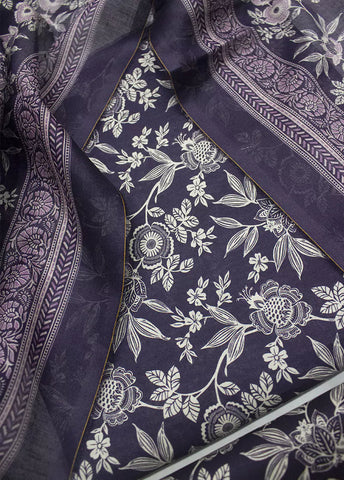 3 Piece Printed Purple & White Color Lawn Unstitched Suit