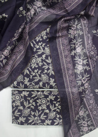 3 Piece Printed Purple & White Color Lawn Unstitched Suit
