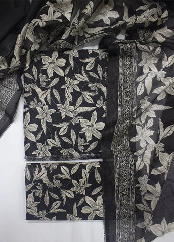 3 Piece Printed Black Color Lawn Unstitched Suit