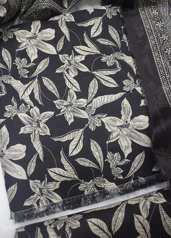 3 Piece Printed Black Color Lawn Unstitched Suit