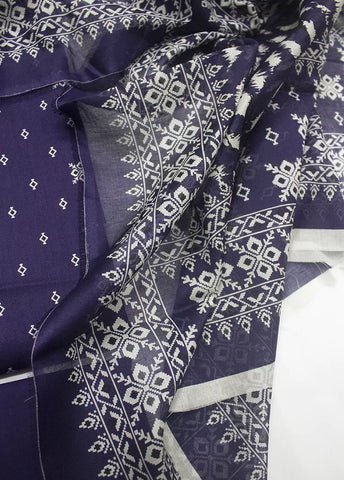 3 Piece Printed Navy Blue Color Lawn Unstitched Suit