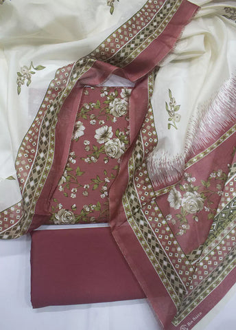 3 Piece Printed Punch Pink Color Lawn Unstitched Suit
