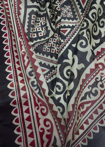 3 Piece Printed Red & Black Color Lawn Unstitched Suit