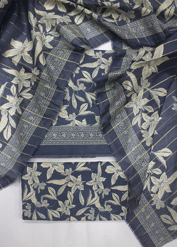 3 Piece Printed Navy Blue Color Lawn Unstitched Suit