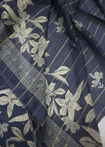 3 Piece Printed Navy Blue Color Lawn Unstitched Suit