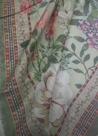 3 Piece Printed Mint Green Color Unstitched Suit