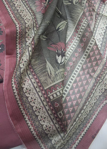 3 Piece Printed Flamingo Pink Color Unstitched Suit