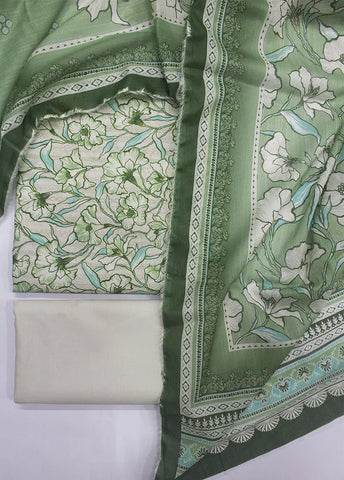 3 Piece Printed Green & White Color Unstitched Suit