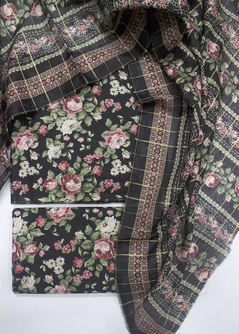 3 Piece Printed MultiColor Unstitched Suit