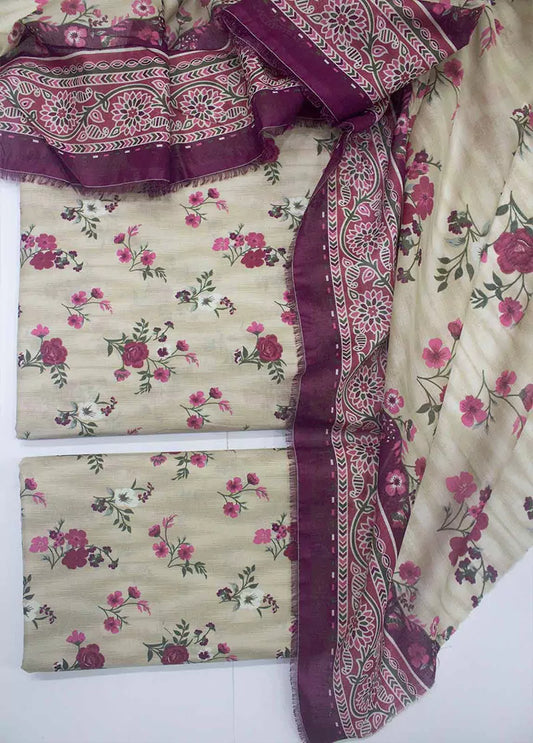 3 Piece Printed MultiColor Unstitched Suit