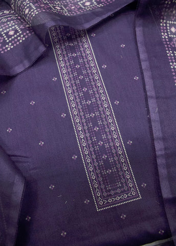 3 Piece Printed Purple Color Unstitched Suit