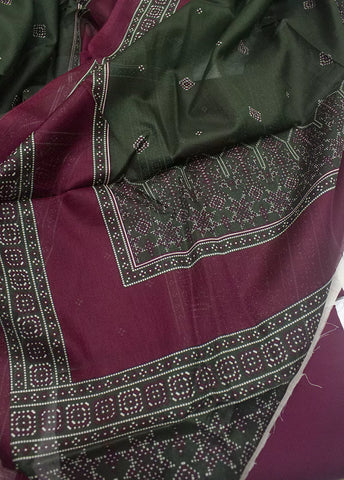 3 Piece Printed Red & Green Color Unstitched Suit