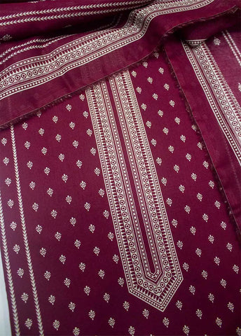 3 Piece Printed Red Color Unstitched Suit