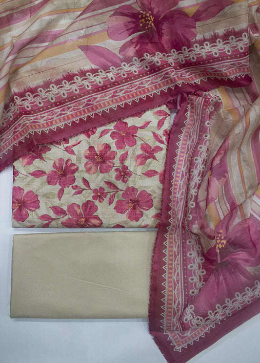 3 Piece Printed MultiColor Unstitched Suit