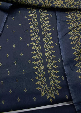 3 Piece Printed Navy Blue Color Unstitched Suit