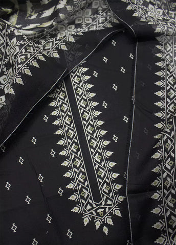 3 Piece Printed Black Color Unstitched Suit