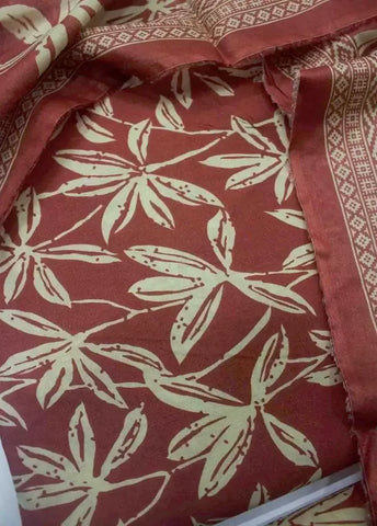 3 Piece Printed Coral Pink Color Unstitched Suit