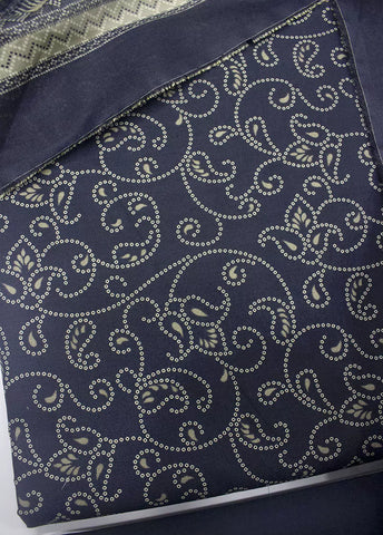 3 Piece Printed Charcoal Black Color Unstitched Suit