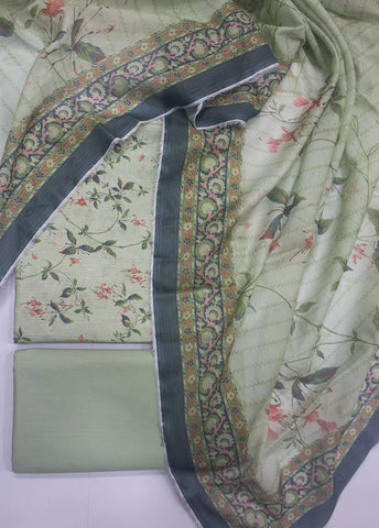 3 Piece Printed Pastel Green Color Unstitched Suit
