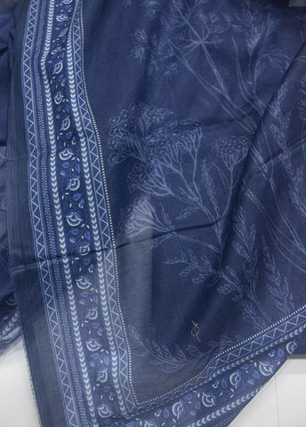 3 Piece Printed Blue Color Unstitched Suit